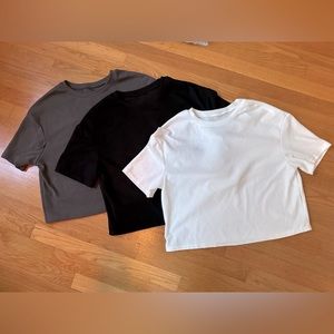 3pc Cropped Solid Lounge Tee Size Large SHEIN